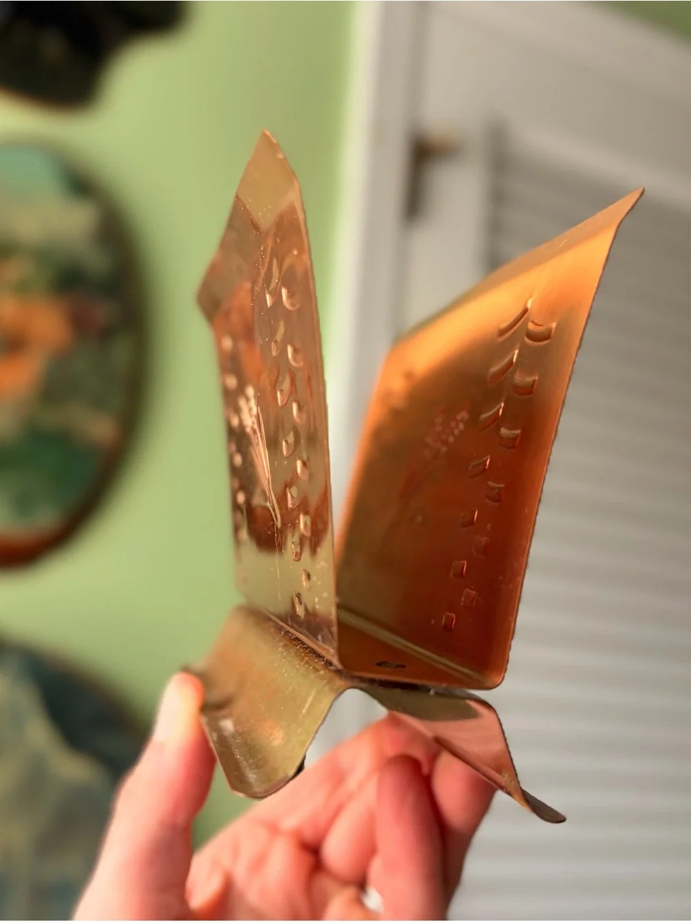 Vintage Cottagecore Farmstead Embossed Wheat Copper Kitchen Napkin Holder